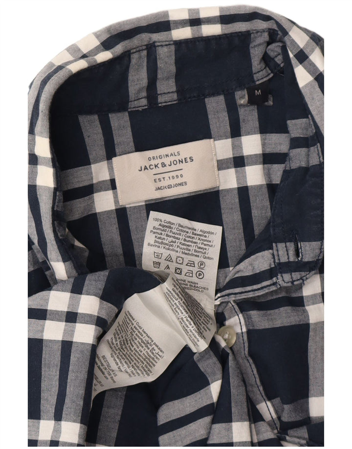 Cămașă Jack & Jones pentru bărbați cu mânecă scurtă, bumbac cu carouri, albastru bleumarin mediu