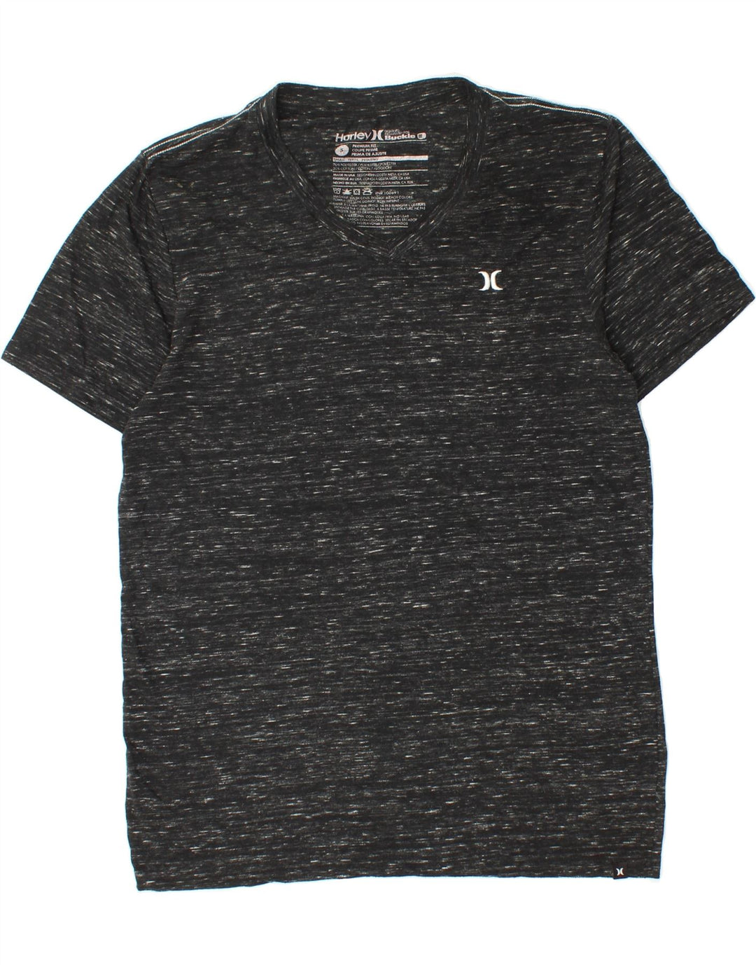 HURLEY Mens Premium Fit Graphic T-Shirt Top Small Black Flecked Polyester Vintage Hurley and Second-Hand Hurley from Messina Hembry 