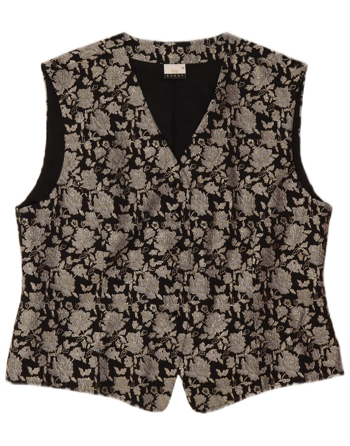 Crop Top pentru femei Tru, EU 48, mare, negru, cu flori din poliamidă