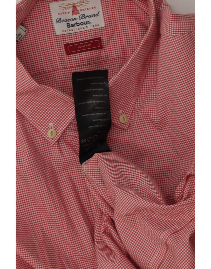 Cămașă Barbour Slim Fit pentru bărbați, mare, roșu, din bumbac