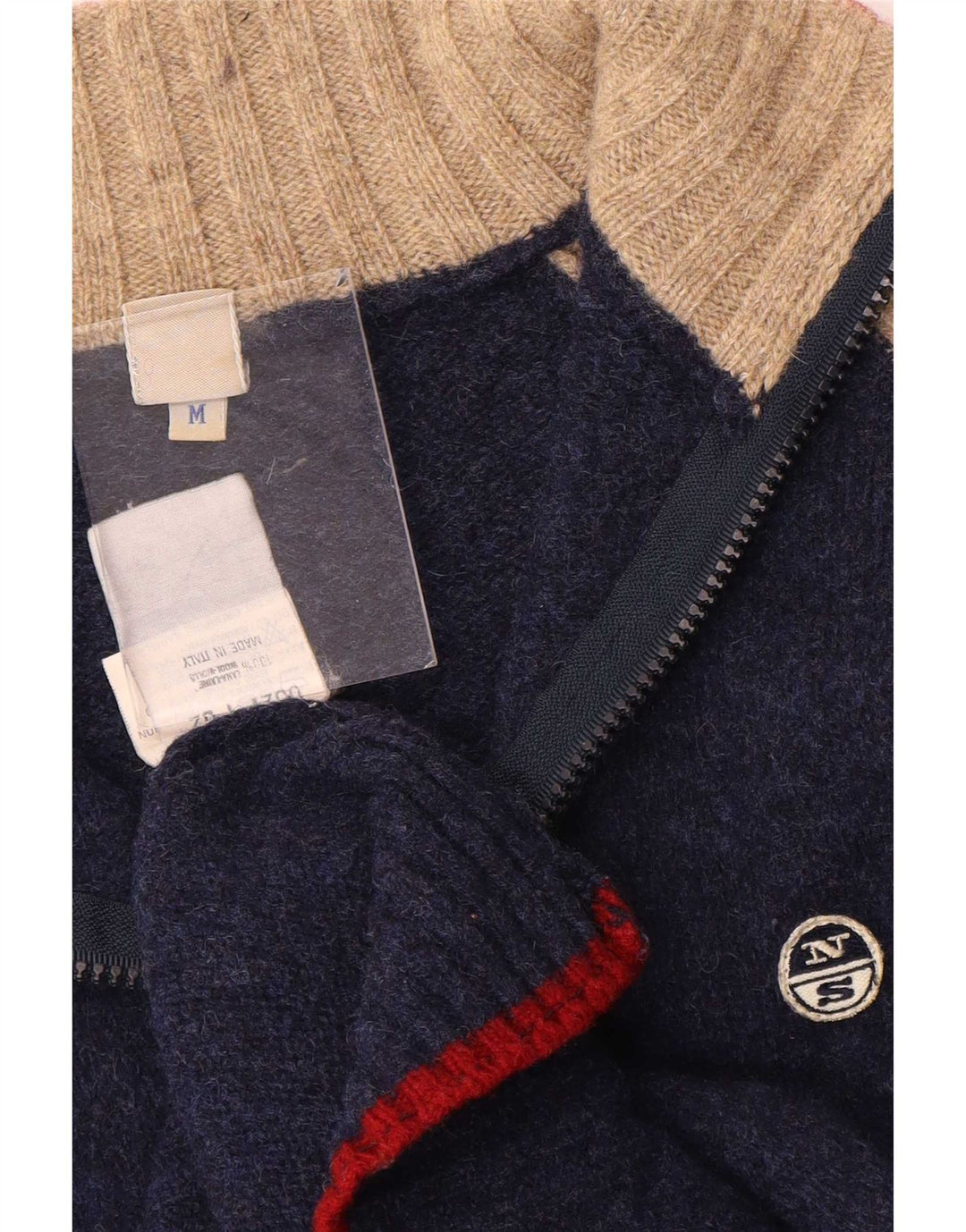 Pulover pentru bărbați North Sails, cu fermoar, cu gât, lână colorblock, mediu, albastru