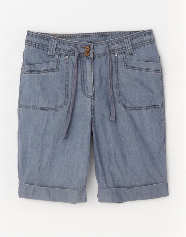 Bermude M&Co pentru femei UK 14 Large W32 Blue Bumbac