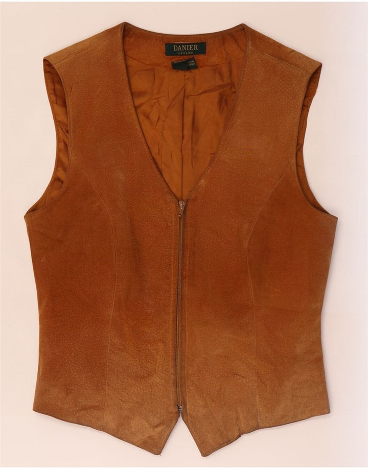 Gilet de piele intoarsa pentru femei Danier UK 12/14 Medium Beige Piele