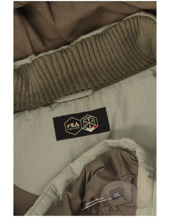 Jachetă căptușită cu glugă Fila pentru bărbați UK 44 2XL Verde Colorblock