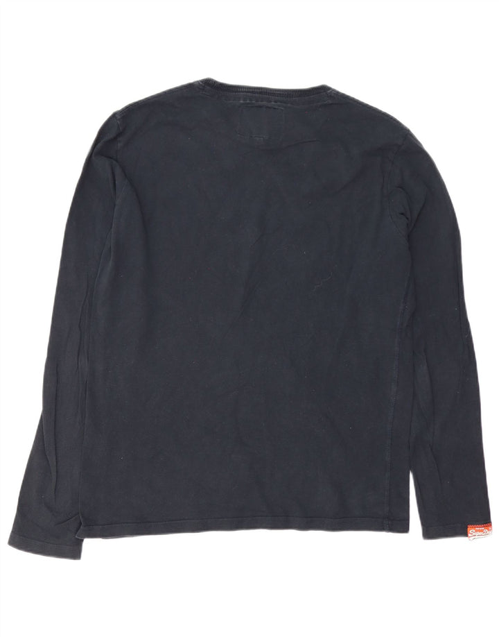 Top grafic pentru bărbați Superdry cu mânecă lungă, mare, negru, bumbac