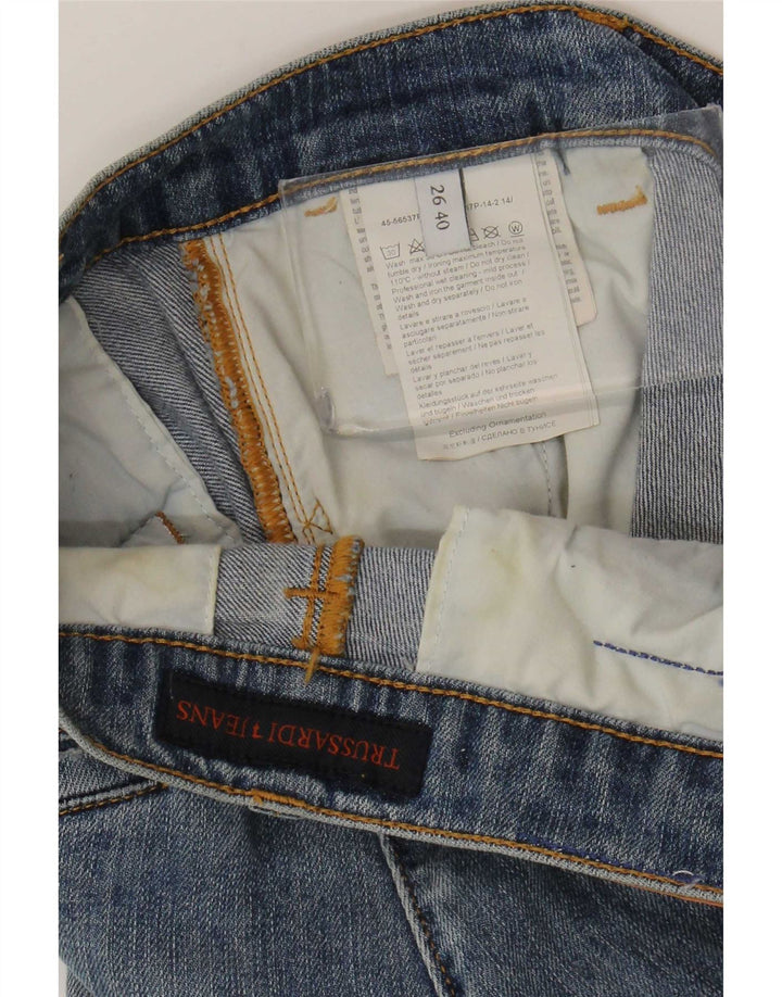 Trussardi blugi slim pentru femei Distressed W26 L31 poliester albastru