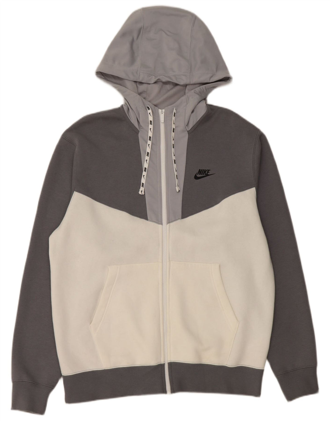 Pulover Nike Graphic Zip pentru bărbați, bumbac color bloc, gri mediu