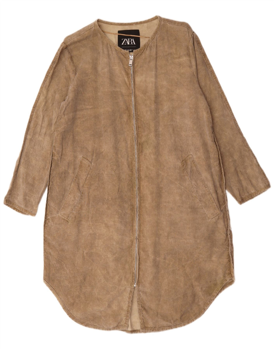 Rochie oversize cu mânecă lungă pentru femei Zara UK 10 Lyocell bej mic