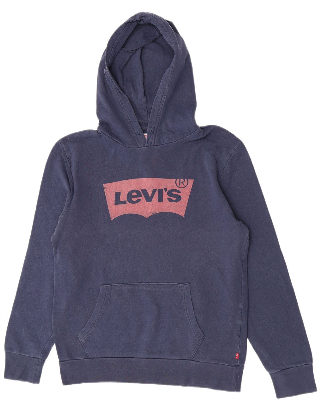 Pulover Levi's pentru bărbați cu capota cu grafică, bumbac, albastru bleumarin mediu