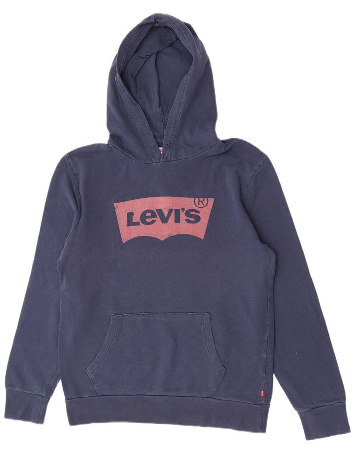Pulover Levi's pentru bărbați cu capota cu grafică, bumbac, albastru bleumarin mediu