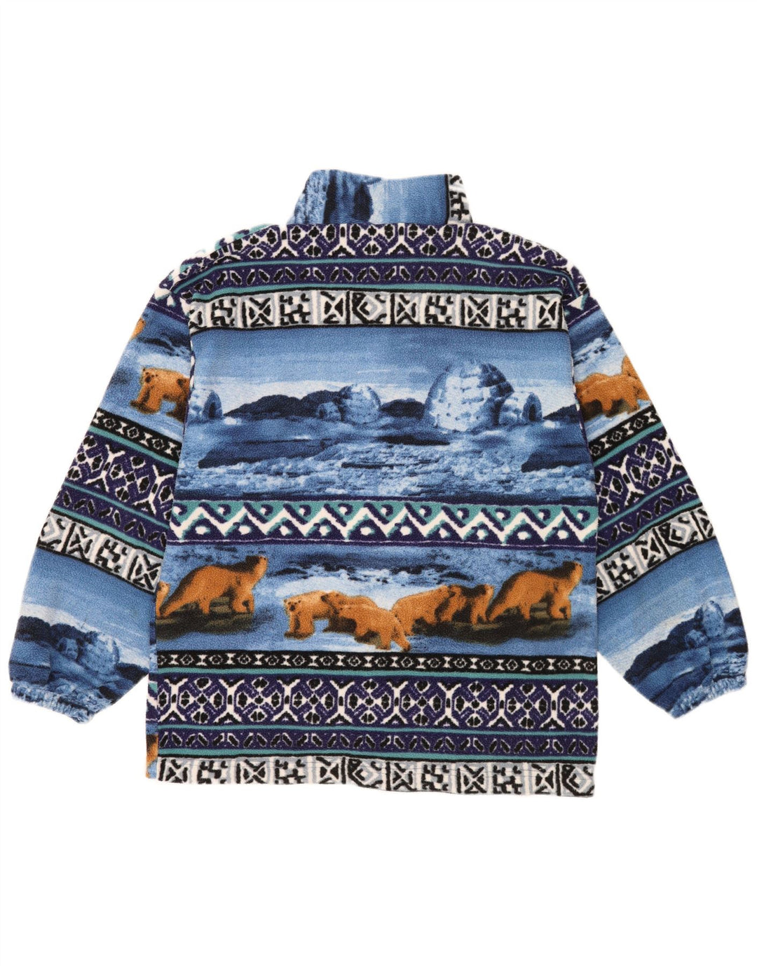 Jachetă din lână vintage pentru bărbați cu model abstract, UK 38 Medium Blue Retro
