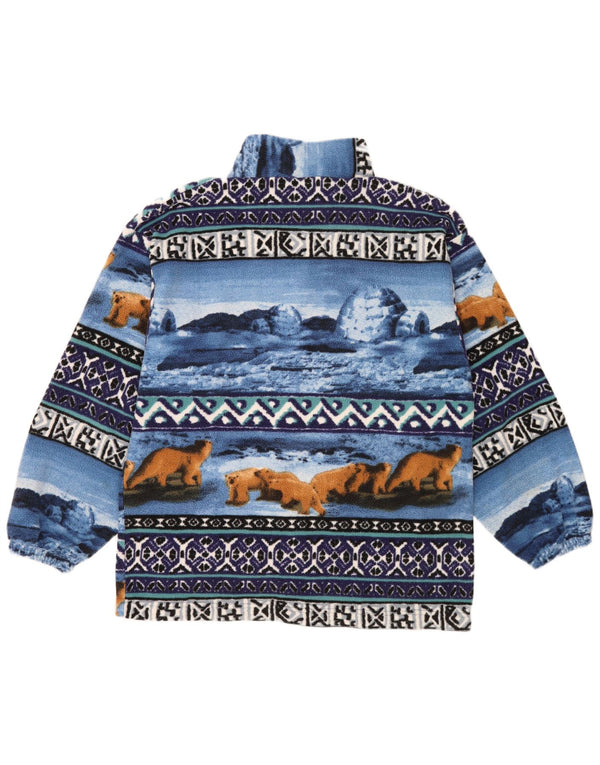 Jachetă din lână vintage pentru bărbați cu model abstract, UK 38 Medium Blue Retro