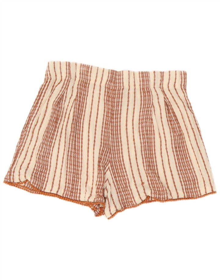 Marks & Spencer Pantaloni scurți pentru femei UK 12 Medium W32 White Striped Viscose