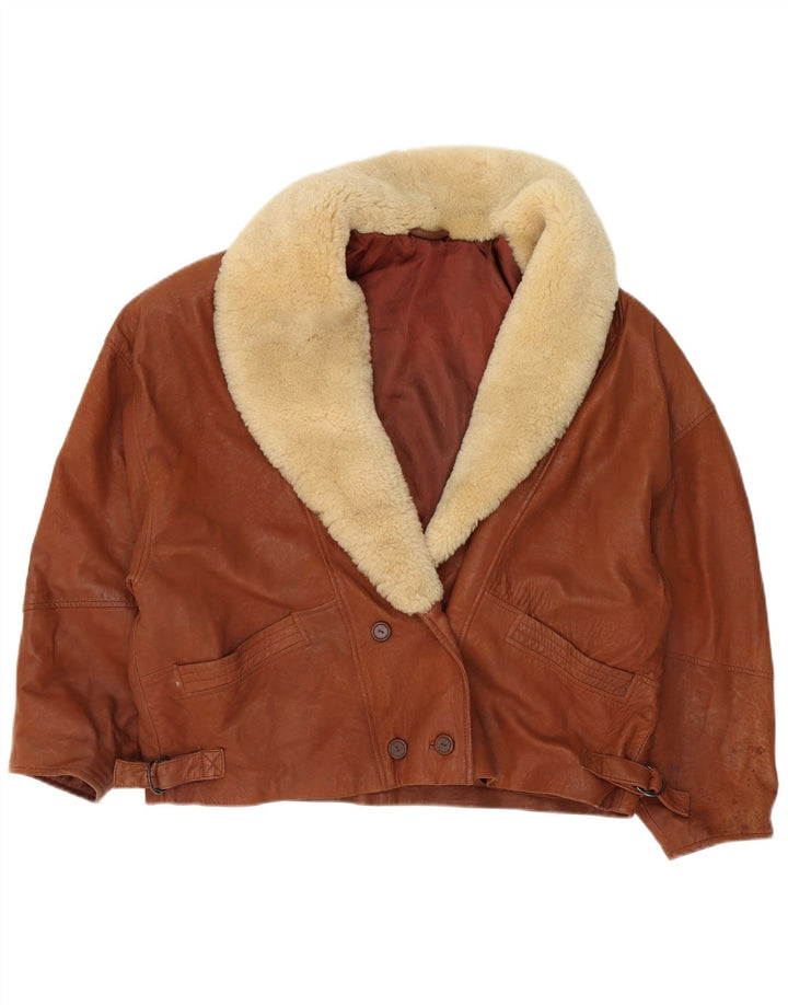 ST MICHAEL Jachetă cu două piept pentru femei, UK 18 XL, piele maro