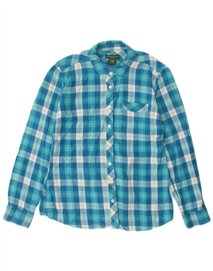 EDDIE BAUER Cămașă de flanel pentru femei UK 10 Small Blue Check Bumbac