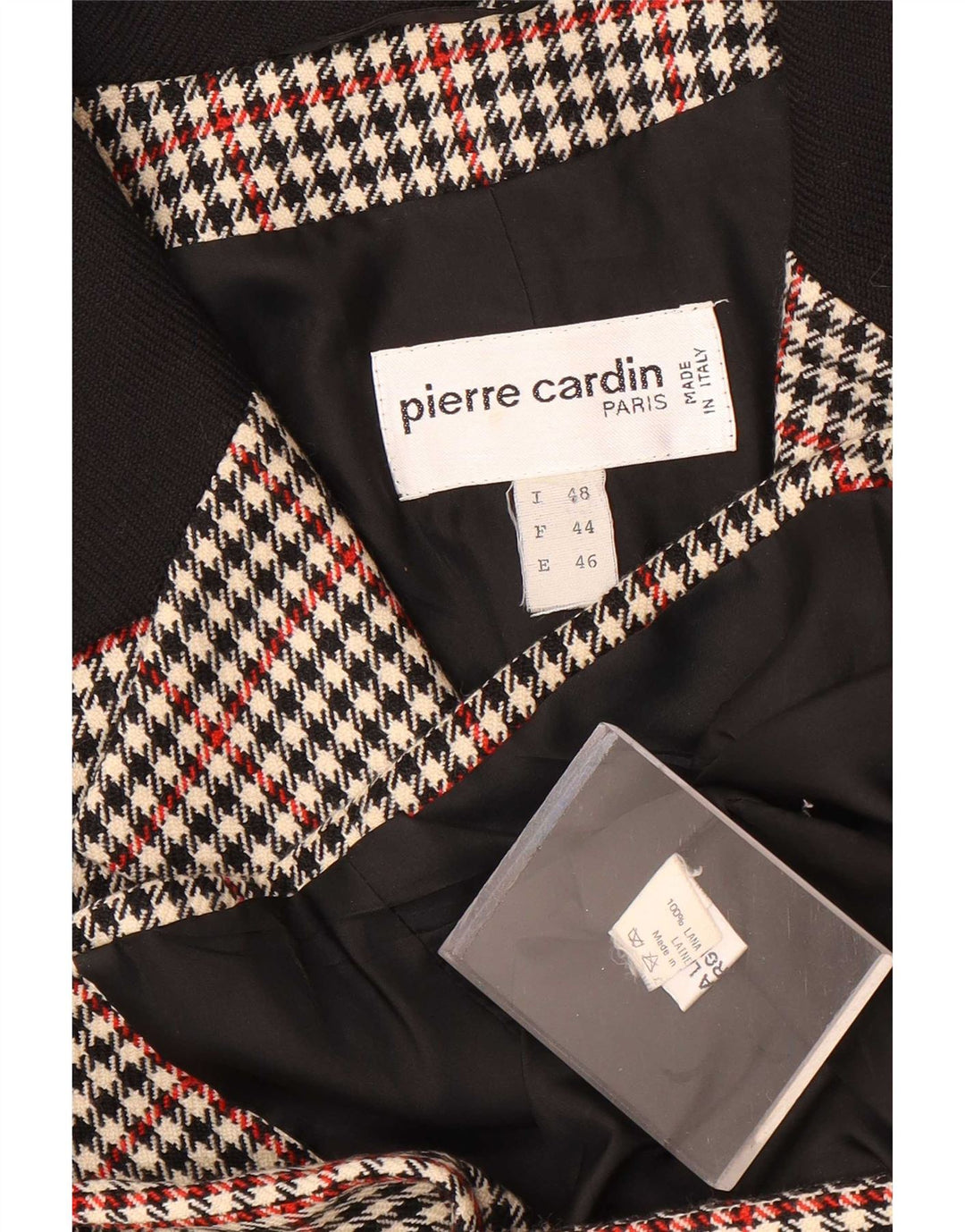 Jachetă blazer pentru femei Pierre Cardin cu 3 nasturi IT 48 XL Lână cu carouri maro