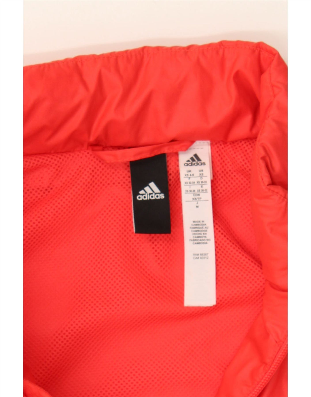 ADIDAS Womens Graphic Rain Jacket UK 4/6 XS Red Polyester Vintage Adidas and Second-Hand Adidas from Messina Hembry 