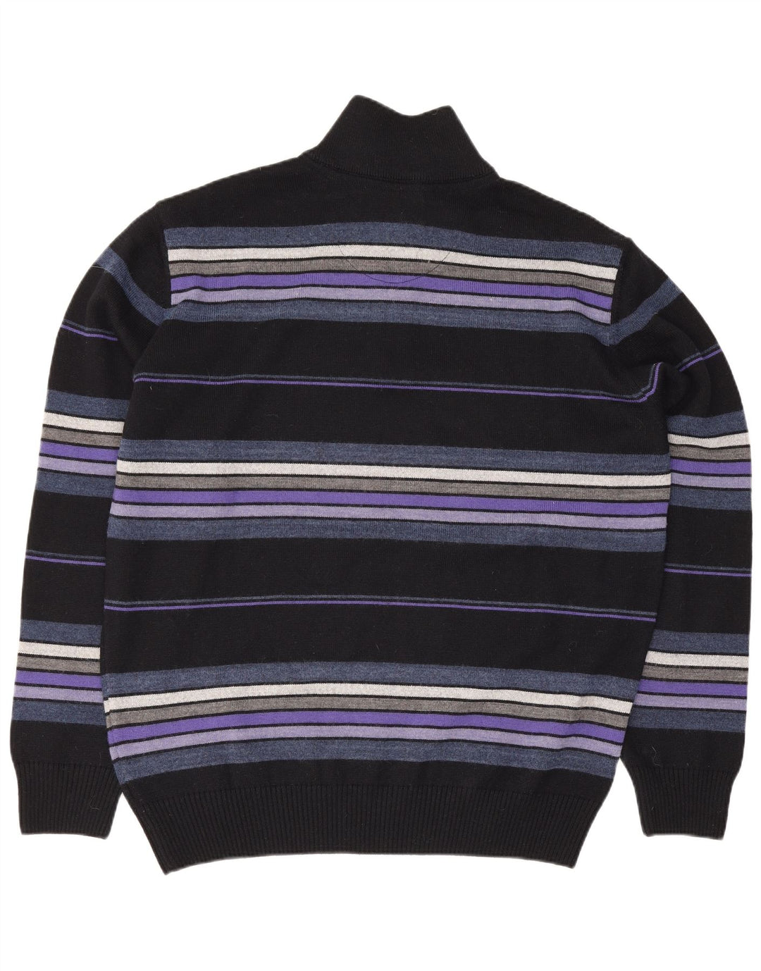 Pulover vintage pentru bărbați cu fermoar și gât, lână mare, cu dungi negre