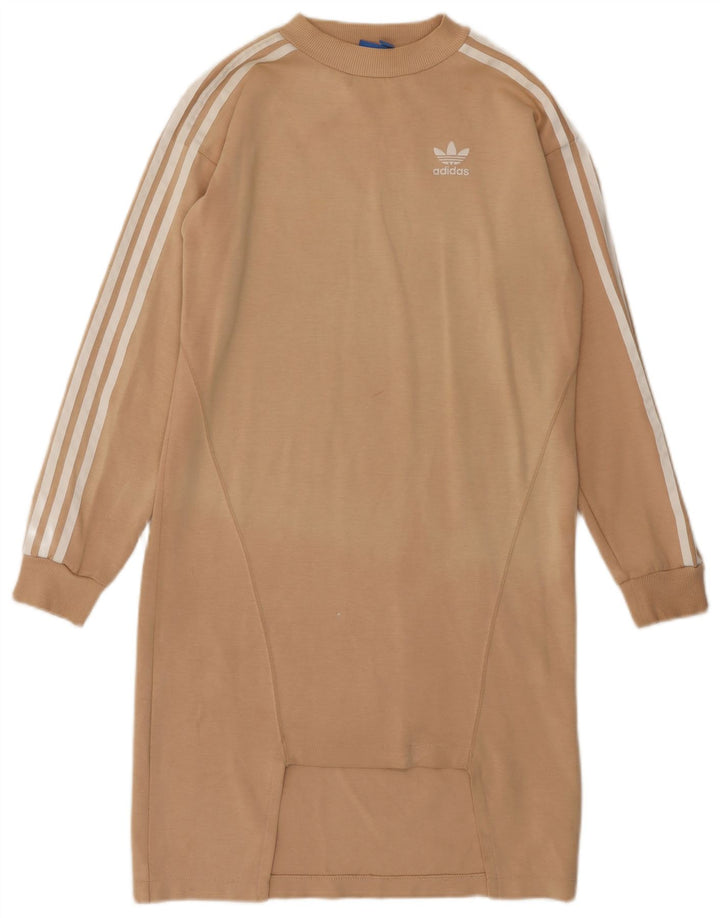 ADIDAS rochie pulover cu mânecă lungă pentru femei UK 6 XS bumbac bej