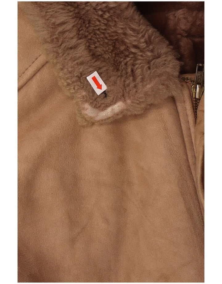 Jachetă din shearling pentru bărbați VINTAGE IT 50 mare, maro, din shearling