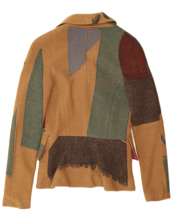 Jachetă blazer cu 3 nasturi Desigual pentru damă, UK 8, bej mic, mozaic
