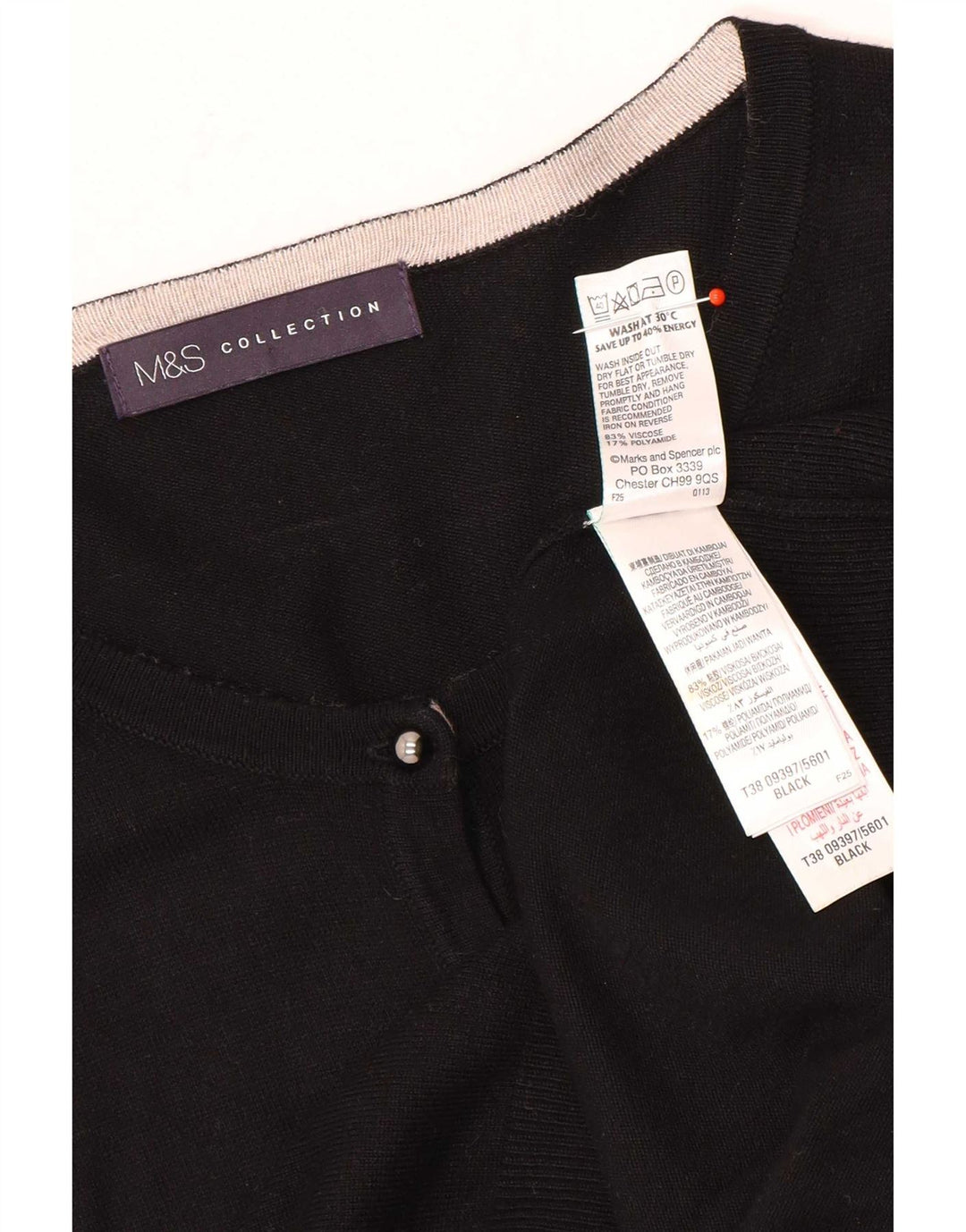 Pulover cardigan pentru femei Marks & Spencer UK 14 Medium Black Viscose