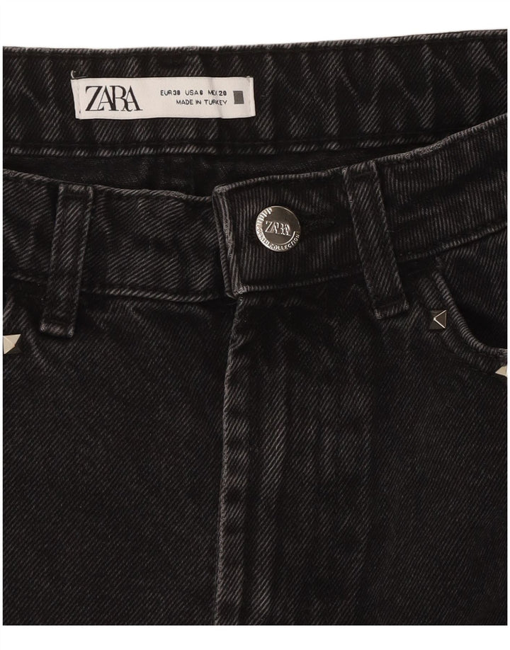Pantaloni scurți din denim învechit ZARA pentru femei EU 38 Small W28 Negru