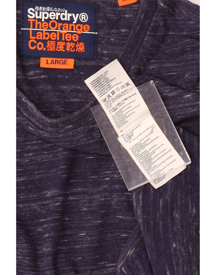 Top pentru bărbați Superdry cu mânecă lungă mare, albastru bleumarin, bumbac cu pete