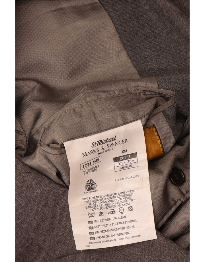 Sacou Marks & Spencer pentru bărbați cu 3 nasturi, UK 38, lână nouă, gri mediu