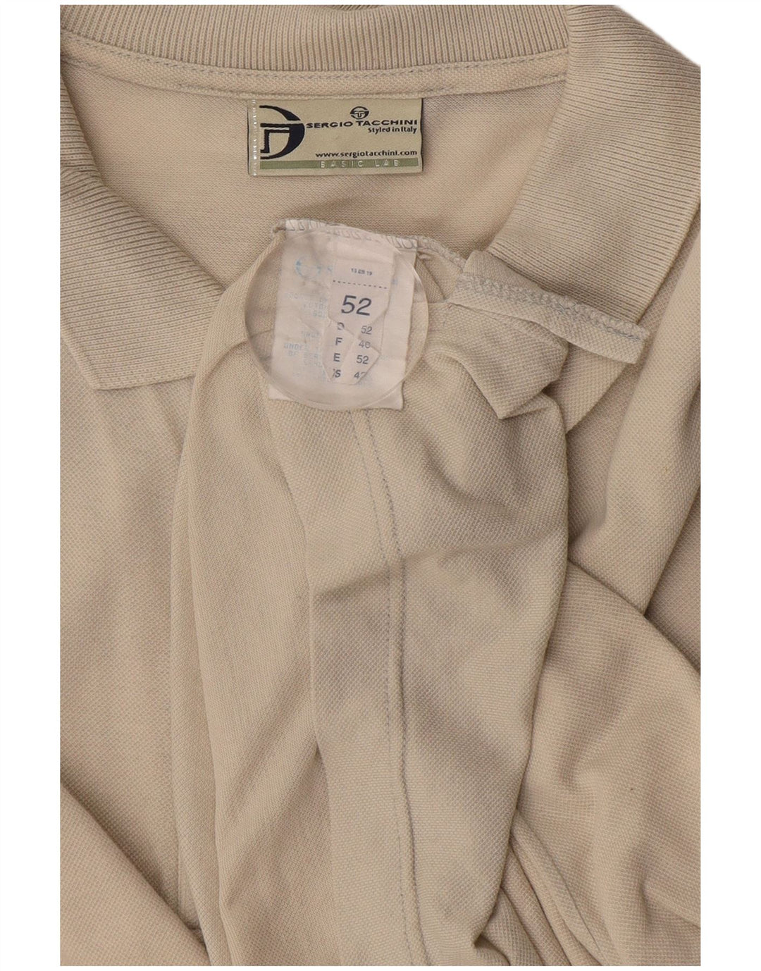 SERGIO TACCHINI Tricou polo cu mânecă lungă pentru bărbați IT 52 mare bumbac alb