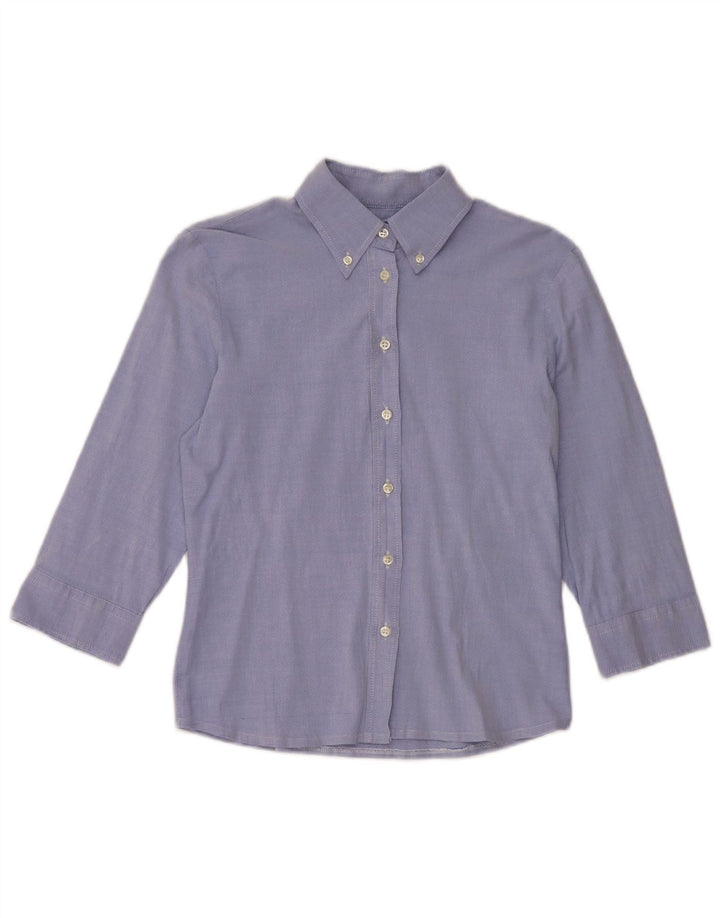 Cămașă Benetton pentru femei cu mâneci 3/4 UK 10 Bumbac albastru mic