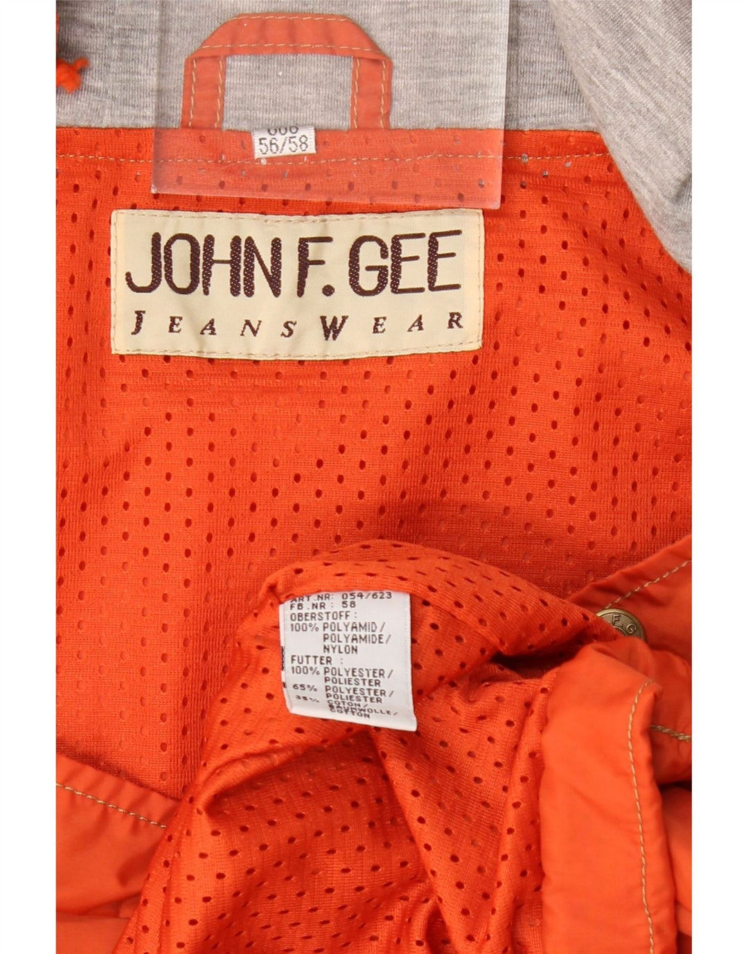 JOHN F GEE Jachetă Anorak cu glugă pentru bărbați EU 56 3XL Portocaliu Poliamidă