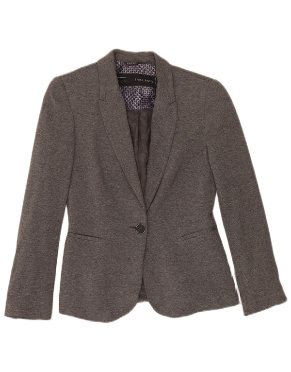 Sacou blazer pentru femei Zara, cu 1 nasture, UK 6 XS, gri viscoză