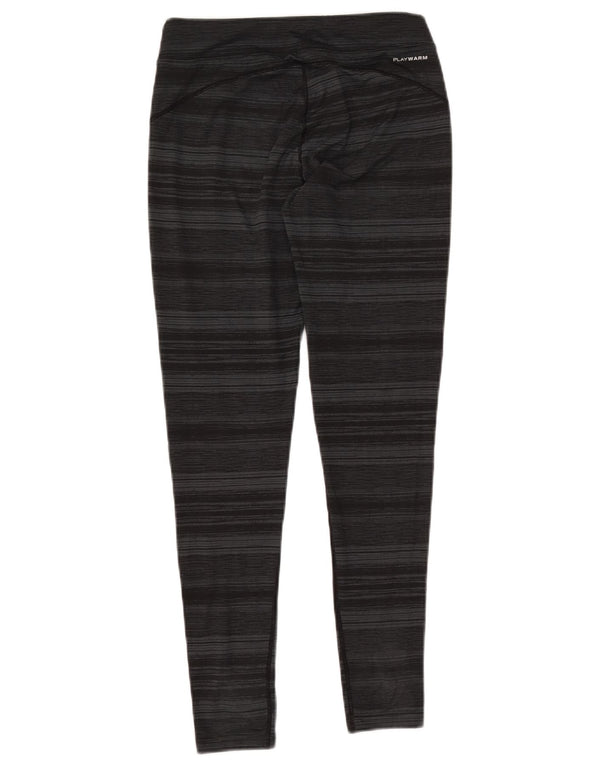 REEBOK Womens Leggings UK 10 Small  Grey Pinstripe Polyester