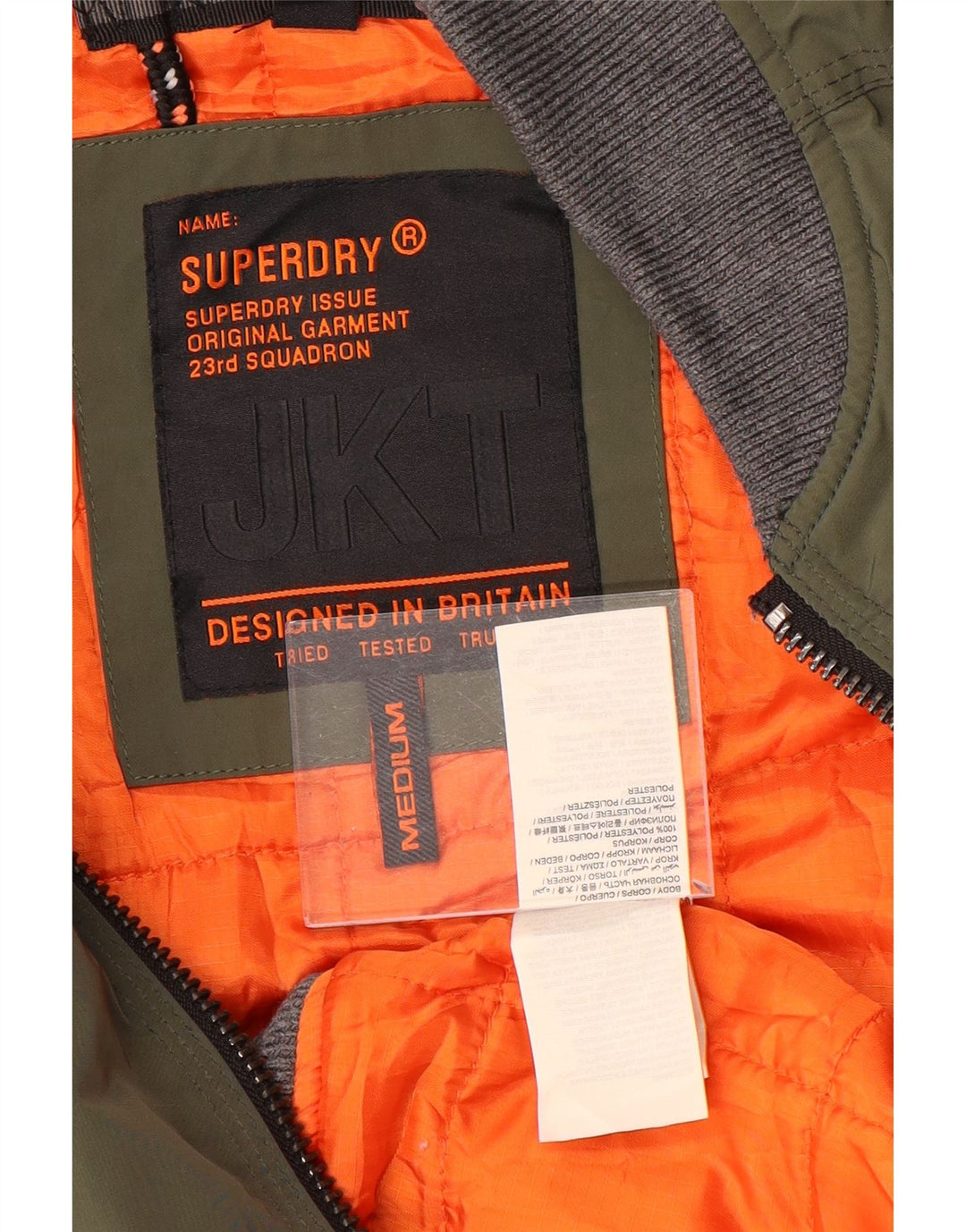 Jachetă Bomber Superdry pentru bărbați UK 38 Medium Kaki Poliester color bloc
