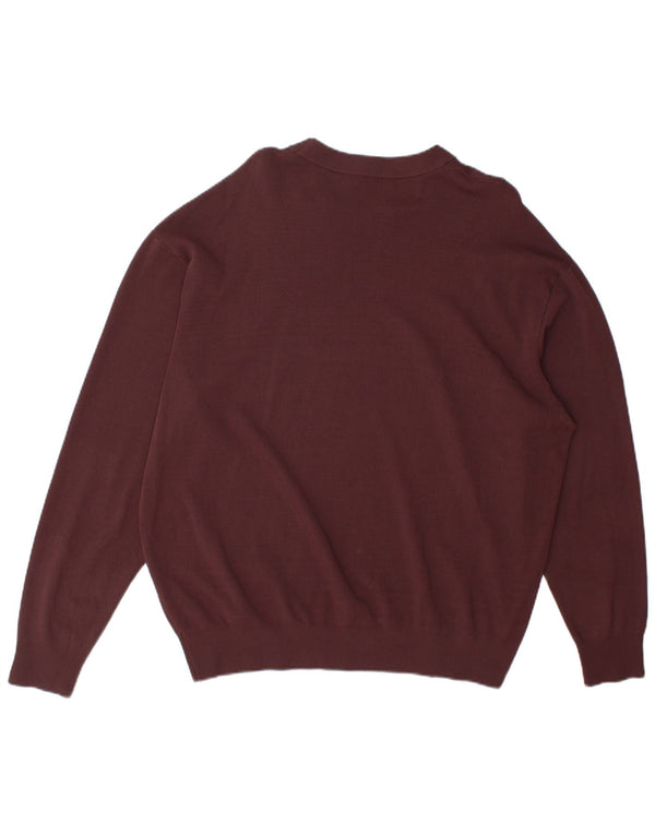 Pulover pentru bărbați Zara, cu decolteu, XL, viscoză, burgundă