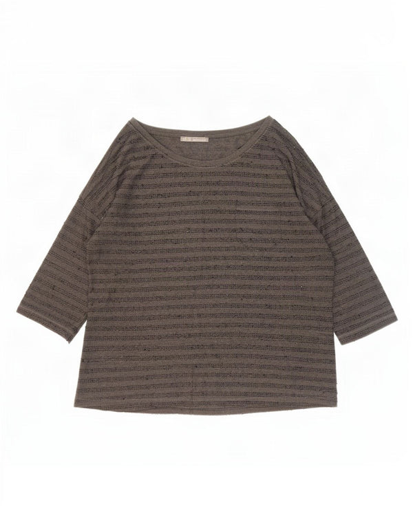 Top pentru femei Zara cu mâneci 3/4 UK 20 2XL poliester cu dungi gri