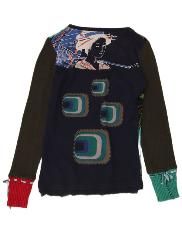 DESIGUAL Top grafic pentru femei cu mânecă lungă UK 12 Medium Multicolor Floral