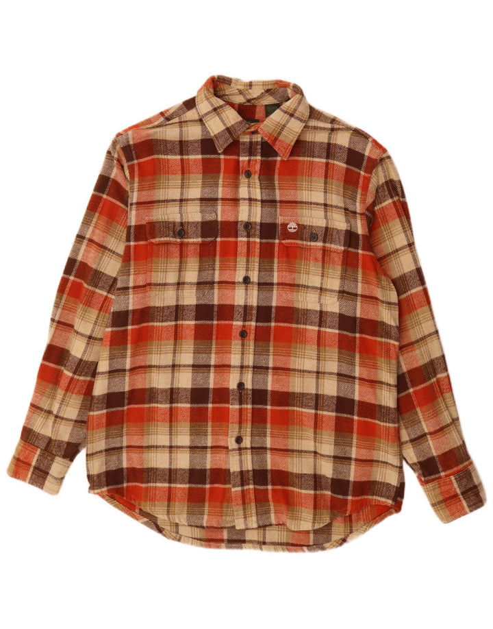 Cămașă de flanel pentru bărbați Timberland, bumbac cu carouri, bej mediu