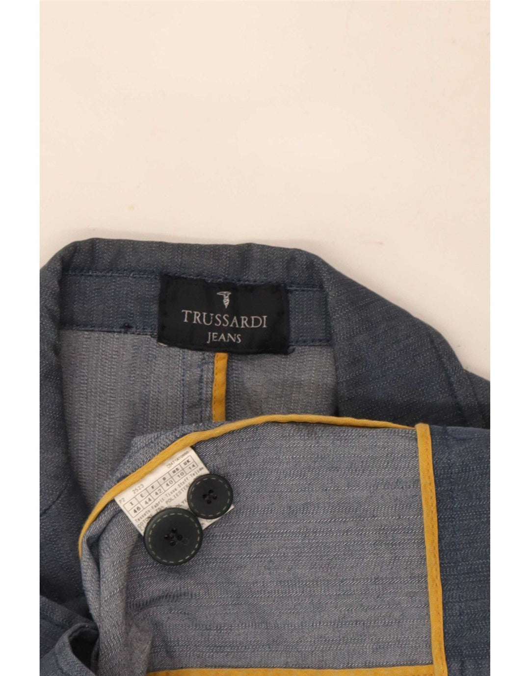 Jachetă pentru femei Trussardi din denim cu 2 nasturi, UK 14, mare bleumarin