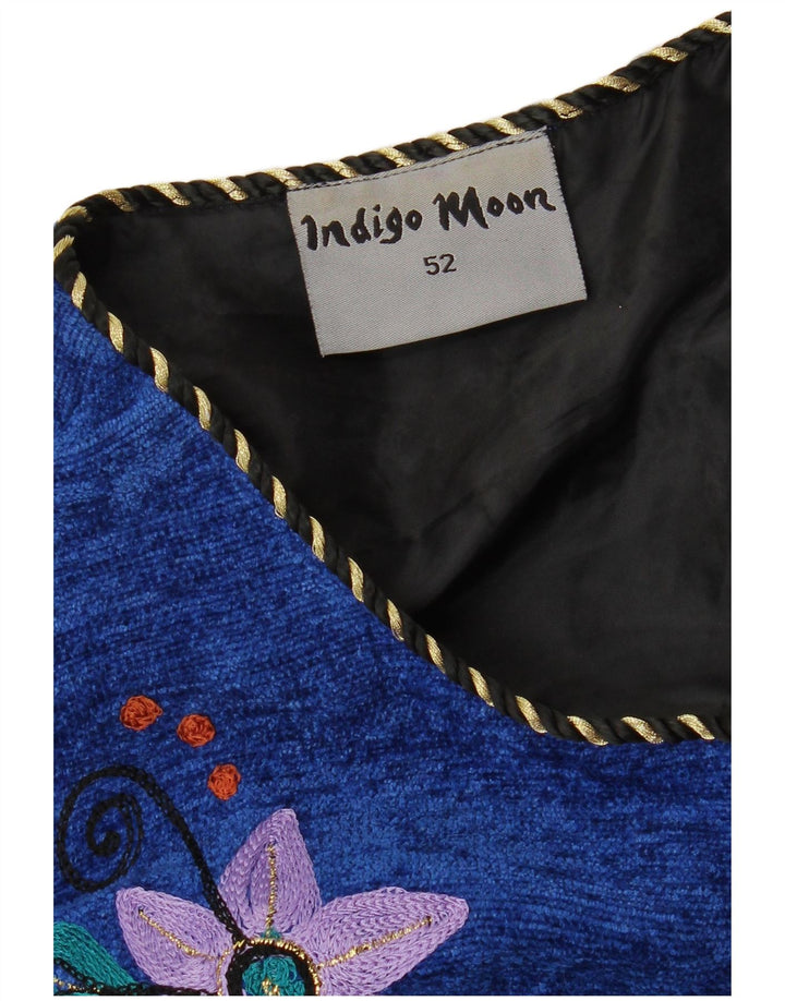 Pulover cardigan pentru femei INDIGO MOON EU 42 4XL Albastru Floral