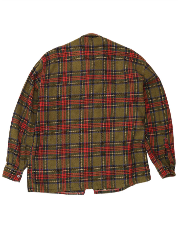 Cămașă de flanel vintage pentru bărbați, carouri medii kaki