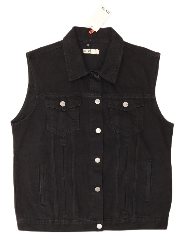 Gilet pentru femei Oasis din denim UK 16 mare, negru, bumbac