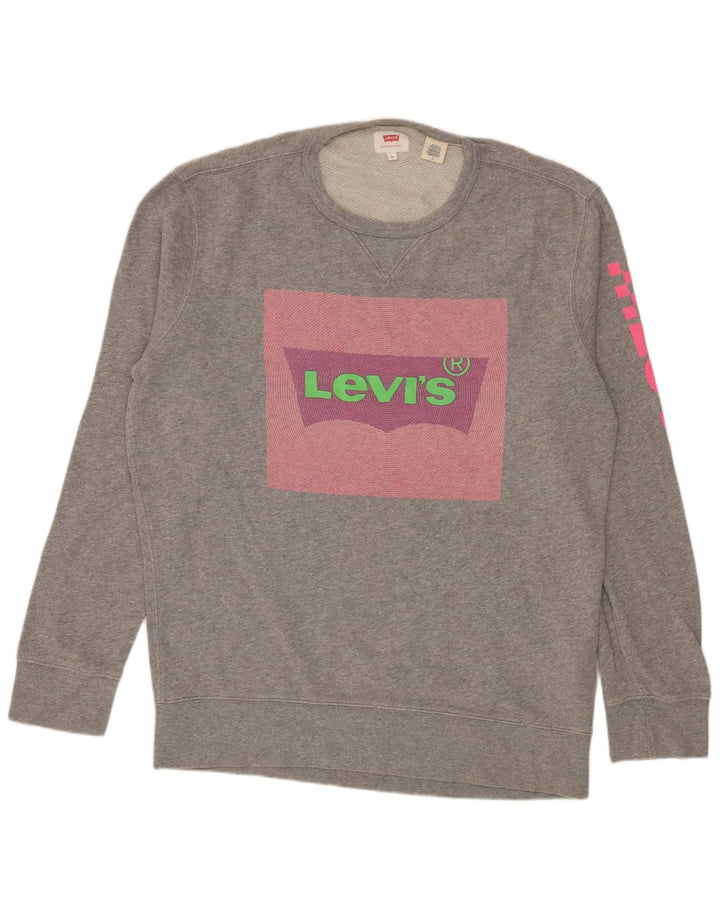 Pulover cu grafică Levi's pentru bărbați, bumbac cu pete, gri mediu