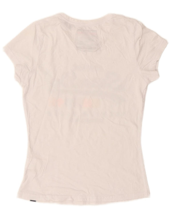Tricou grafic Superdry pentru femei Top UK 10 Small White Bumbac