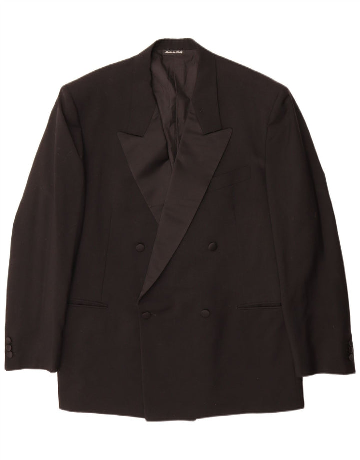PAL ZILERI Mens Double Breasted Blazer Jacket IT 56 3XL Black Wool