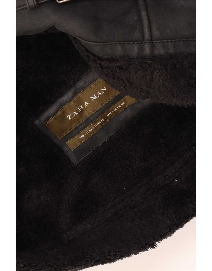 Jachetă din shearling pentru bărbați Zara UK 38 Medium Black