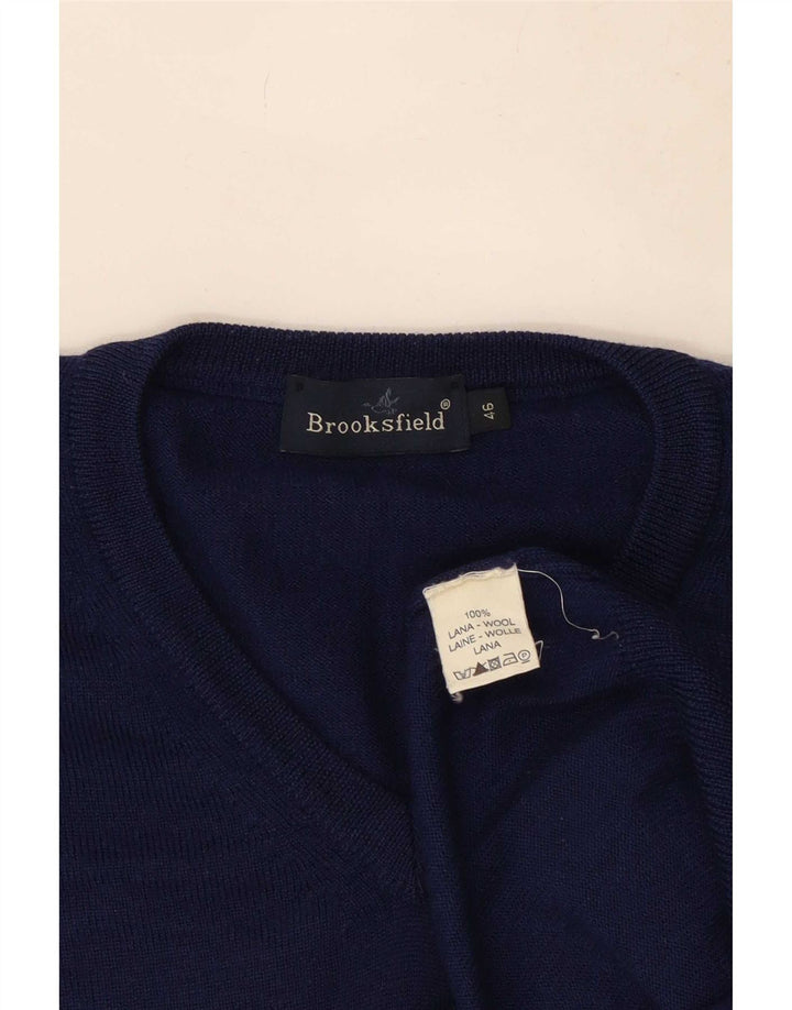 Pulover Brooksfield pentru bărbați, cu decolteu în V, IT 46 Small Blue Marine Lână