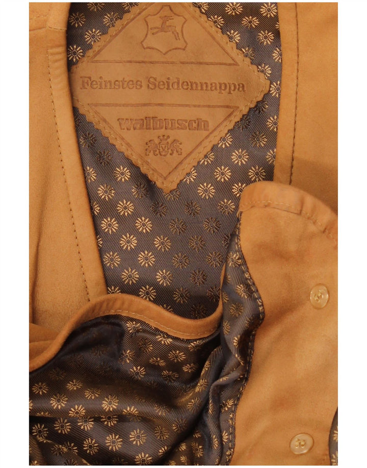 Vestă din piele vintage pentru bărbați din piele maro medie