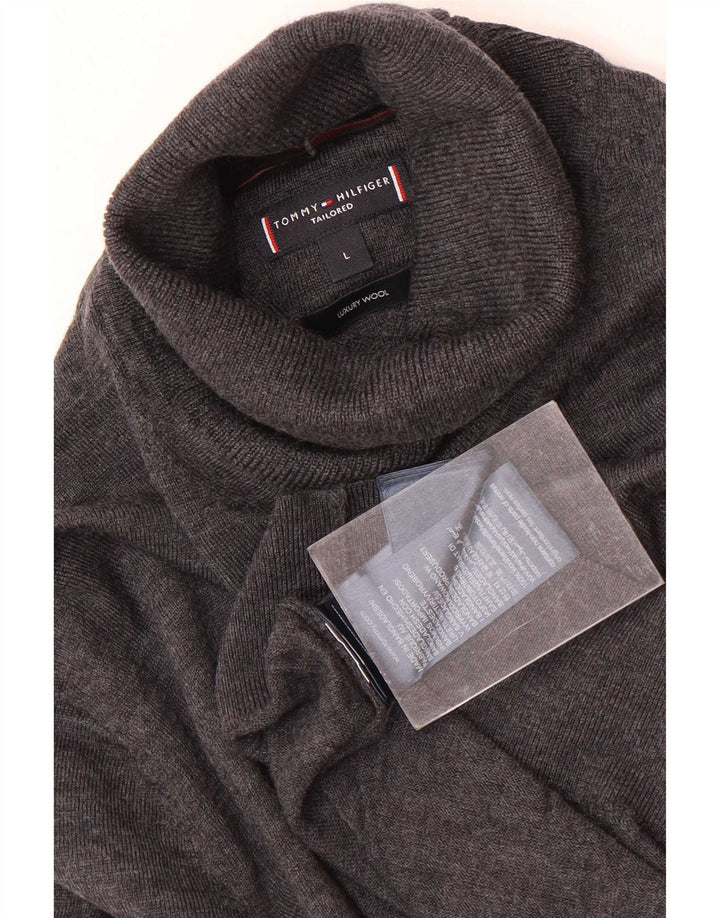 Pulover pentru bărbați Tommy Hilfiger cu gât rulat, lână mare, gri